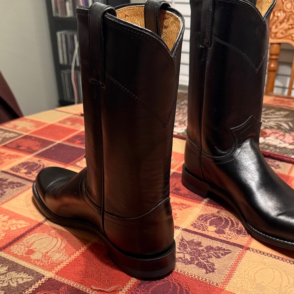 Justin Boots Black Leather Western Boots - Picture 4 of 4